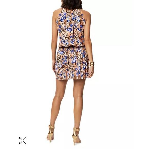 Ramy Brooke Mixed Animal Print Halter Sleeveless Blouson Mini Dress NWOT Small - Picture 3 of 9